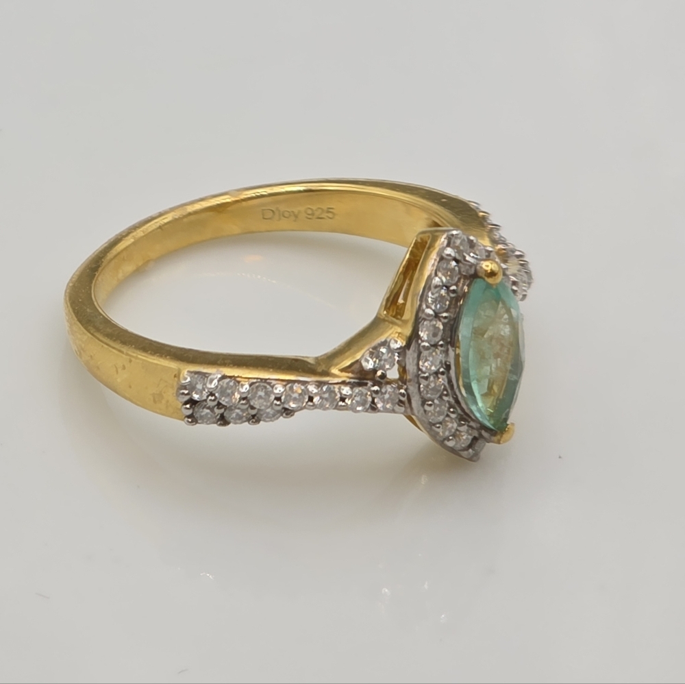 NWOT Genuine Ethiopian Emerald and Moissanite Halo Ring Size 7 - Picture 3 of 12